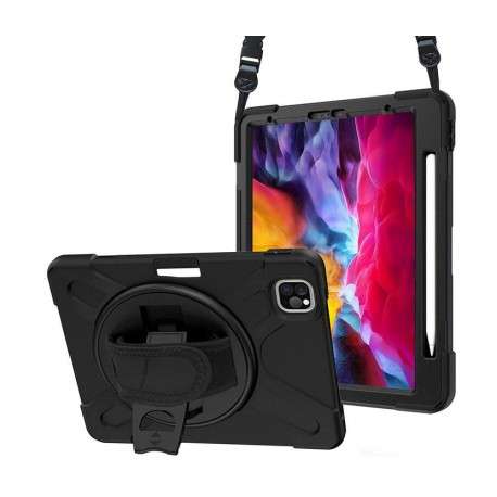 DLH COQUE RENFORCEE AVEC EMPLACEMENT STYLET, BANDOULIERE, POIGNEE ROTATIVE ET PIED SUPPORT POUR APPLE IPAD PRO 11" 2eme - 1