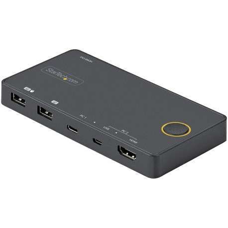 StarTech.com Switch KVM Hybride 2 Ports USB-A + HDMI & USB-C - Écran Unique HDMI 2.0 4K 60Hz - Commutateur KVM Compact H - 1