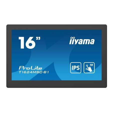 iiyama T1624MSC-B1 affichage de messages Écran plat interactif 39,6 cm 15.6" IPS 450 cd/m² Full HD Noir Écran tactile  - 1