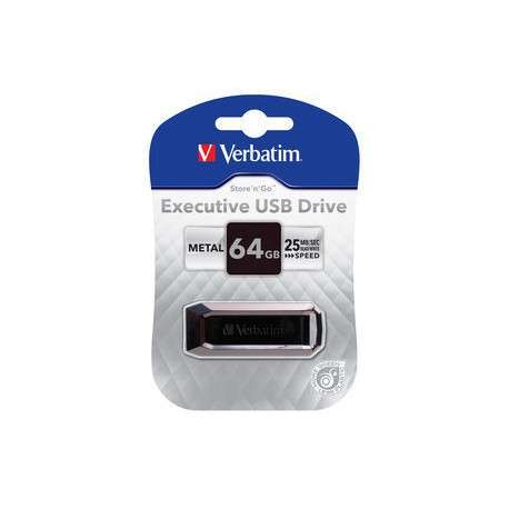 Verbatim Executive USB Drive 64GB 64Go USB 2.0 Type A Noir, Argent lecteur USB flash - 1