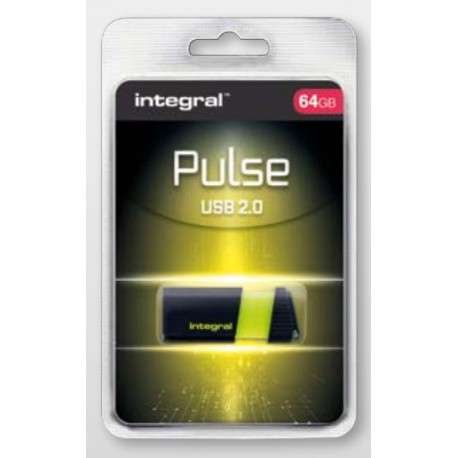 Integral Pulse 64Go USB 2.0 Capacity Noir, Jaune lecteur USB flash - 1