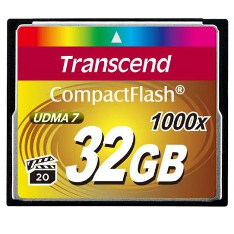 Transcend 1000x CompactFlash 32GB 32Go CompactFlash Classe 6 mémoire flash - 1