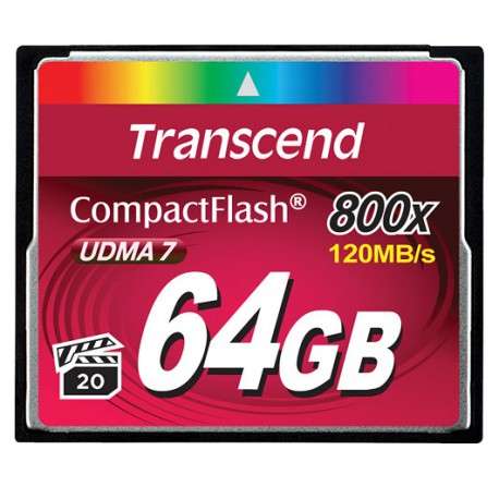 Transcend 64GB 800x CF 64Go CompactFlash MLC mémoire flash - 1