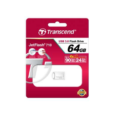 Transcend JetFlash 710S 64GB 64Go USB 3.0 3.1 Gen 1 Capacity Argent lecteur USB flash - 1