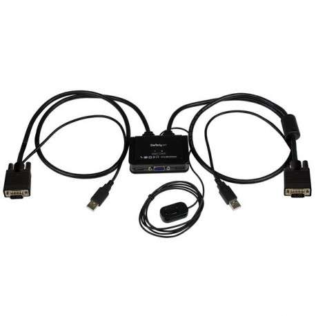 StarTech.com Switch KVM USB VGA à 2 ports - Commutateur KVM alimenté par USB avec câbles et commutateur à distance - 1