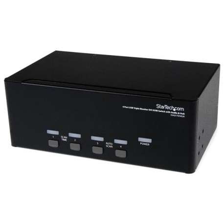 StarTech.com Switch Commutateur KVM USB 4 ports Sortie Vidéo DVI, Audio HUB USB 2.0 3 Écrans - 4 PC - 1