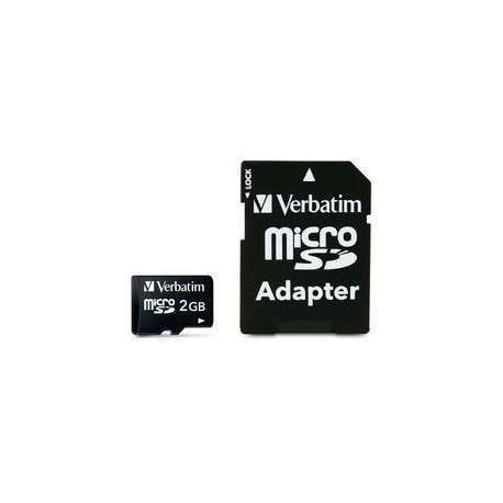 Verbatim microSD 2GB with adapter mémoire flash 2 Go - 1